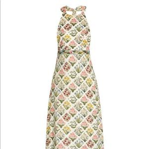 Agua Bendita Magnolia Printed Linen Halter Dress